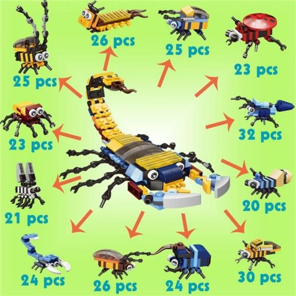 12 Pcs Prefilled Easter Eggs with Insect Animal Building Blocks for Kids Boys - Picture 2 of 6